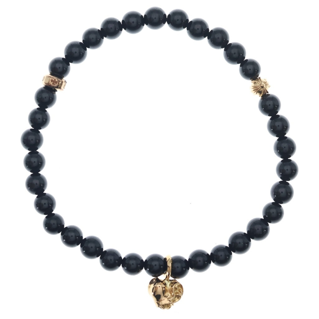 CHROME HEARTS(クロムハーツ) 22K 6mm BEAD 6mmビーズブレス ハート ブラック/ゴールド