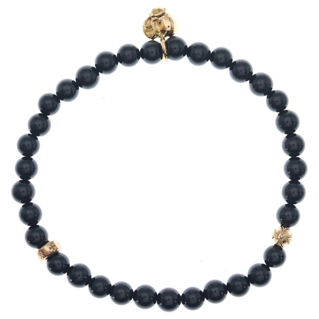 CHROME HEARTS(クロムハーツ) 22K 6mm BEAD 6mmビーズブレス ハート ブラック/ゴールド