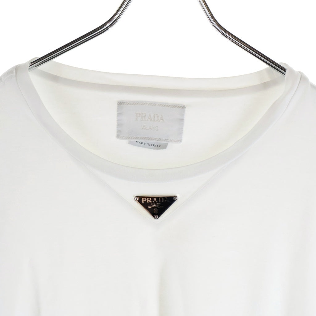 PRADA(プラダ) 24SS トライアングルロゴ クルーネック半袖カットソーTシャツ ホワイト UJN861 S232 240