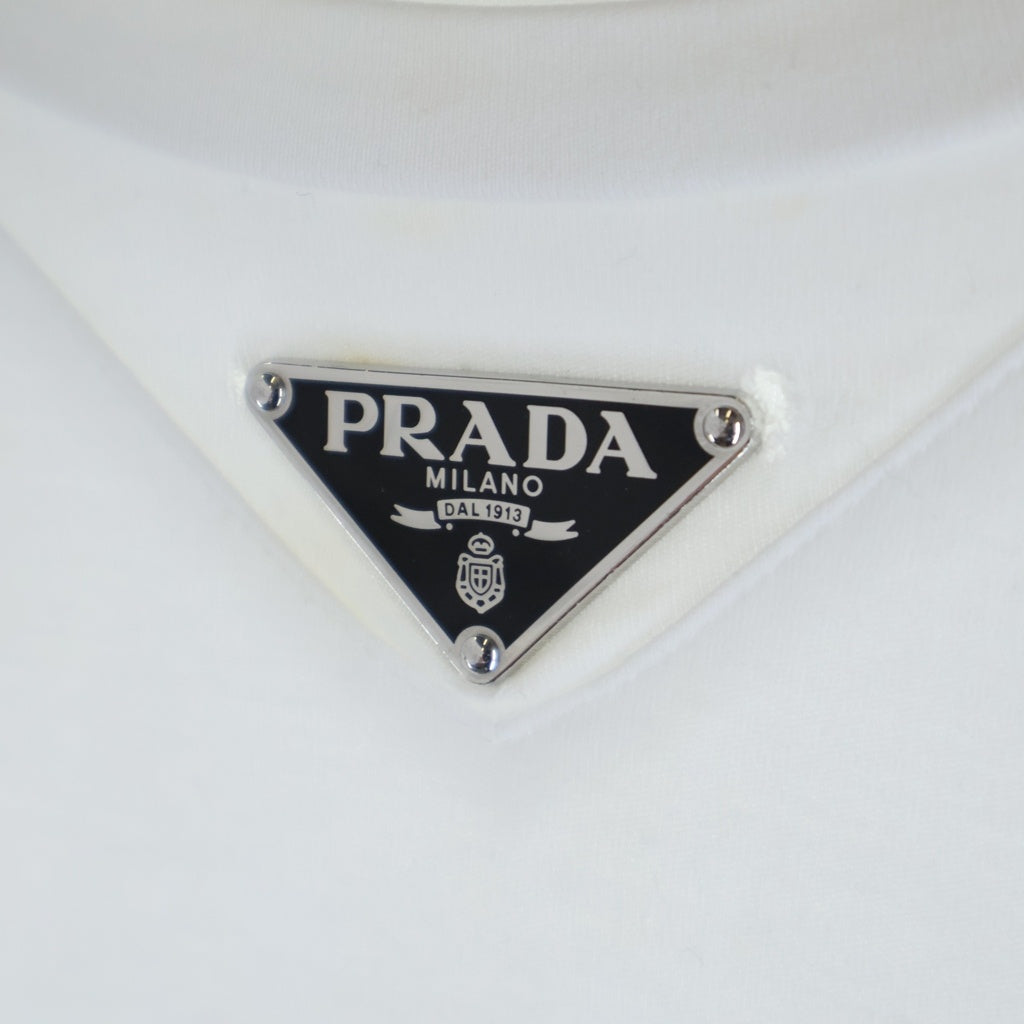 PRADA(プラダ) 24SS トライアングルロゴ クルーネック半袖カットソーTシャツ ホワイト UJN861 S232 240