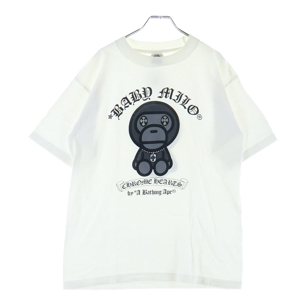CHROME HEARTS(クロムハーツ) ×A BATHING APE BABY MILO TEE アベイシングエイプ ベイビーマイロ フロントホースシュープリント クルーネック半袖Tシャツ カットソー ホワイト