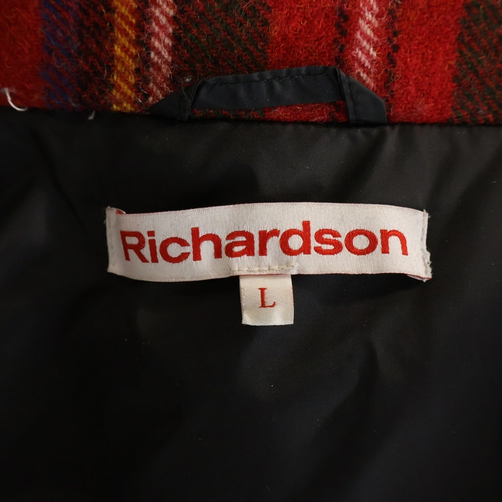 Richardson(リチャードソン) マルチポケット チェック柄 ジップアップ ウールダウンジャケット レッド RIL-61060-B