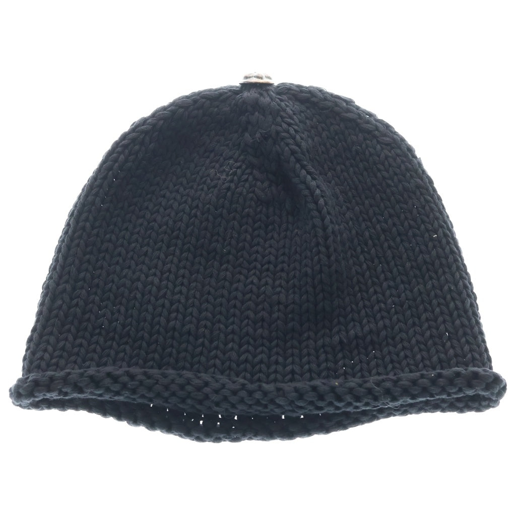 CHROME HEARTS(クロムハーツ) COTTON BEANIE CAP BS FLEUR コットン×レザー BSフレア ビーニーキャップ ニットキャップ ニット帽 ブラック