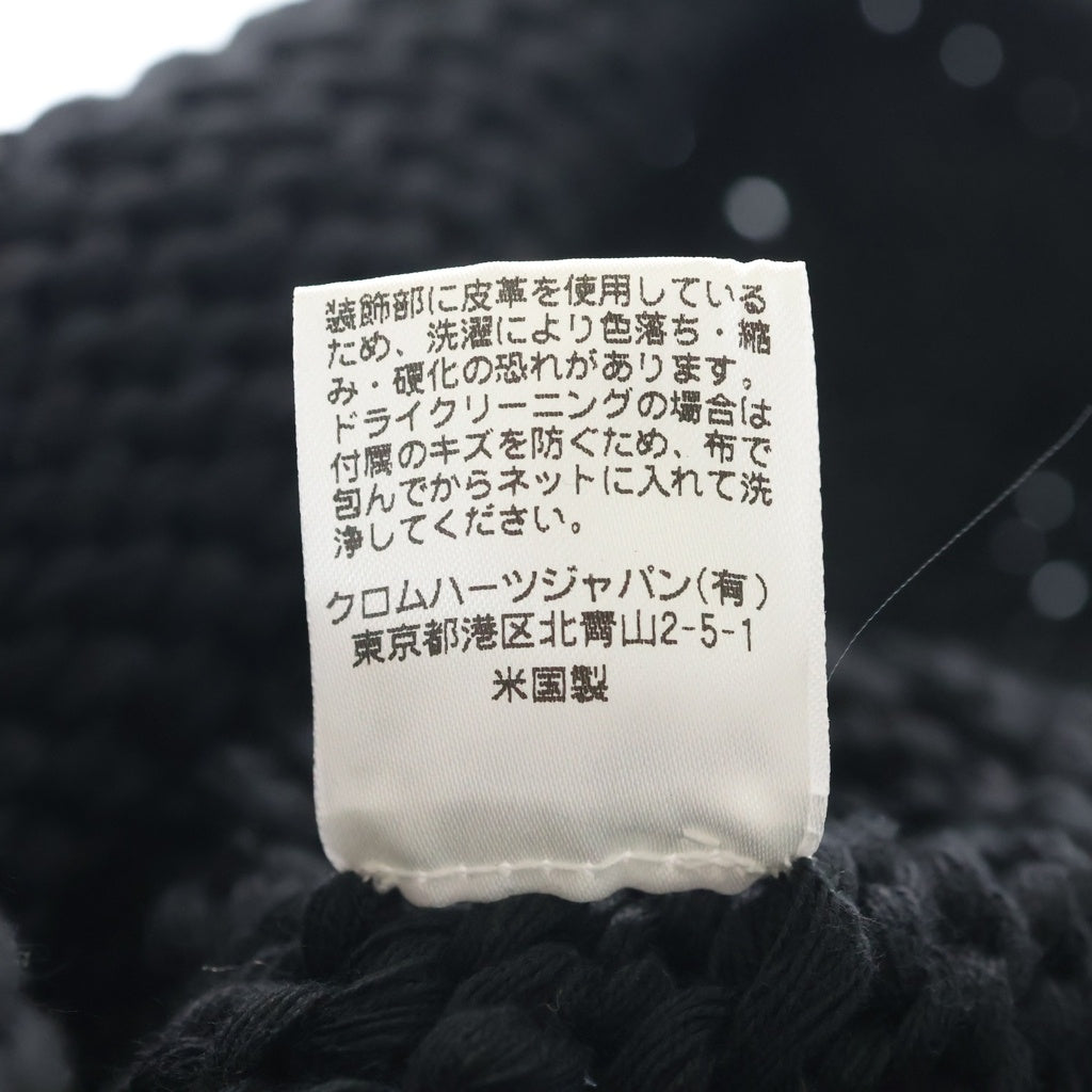 CHROME HEARTS(クロムハーツ) COTTON BEANIE CAP BS FLEUR コットン×レザー BSフレア ビーニーキャップ ニットキャップ ニット帽 ブラック
