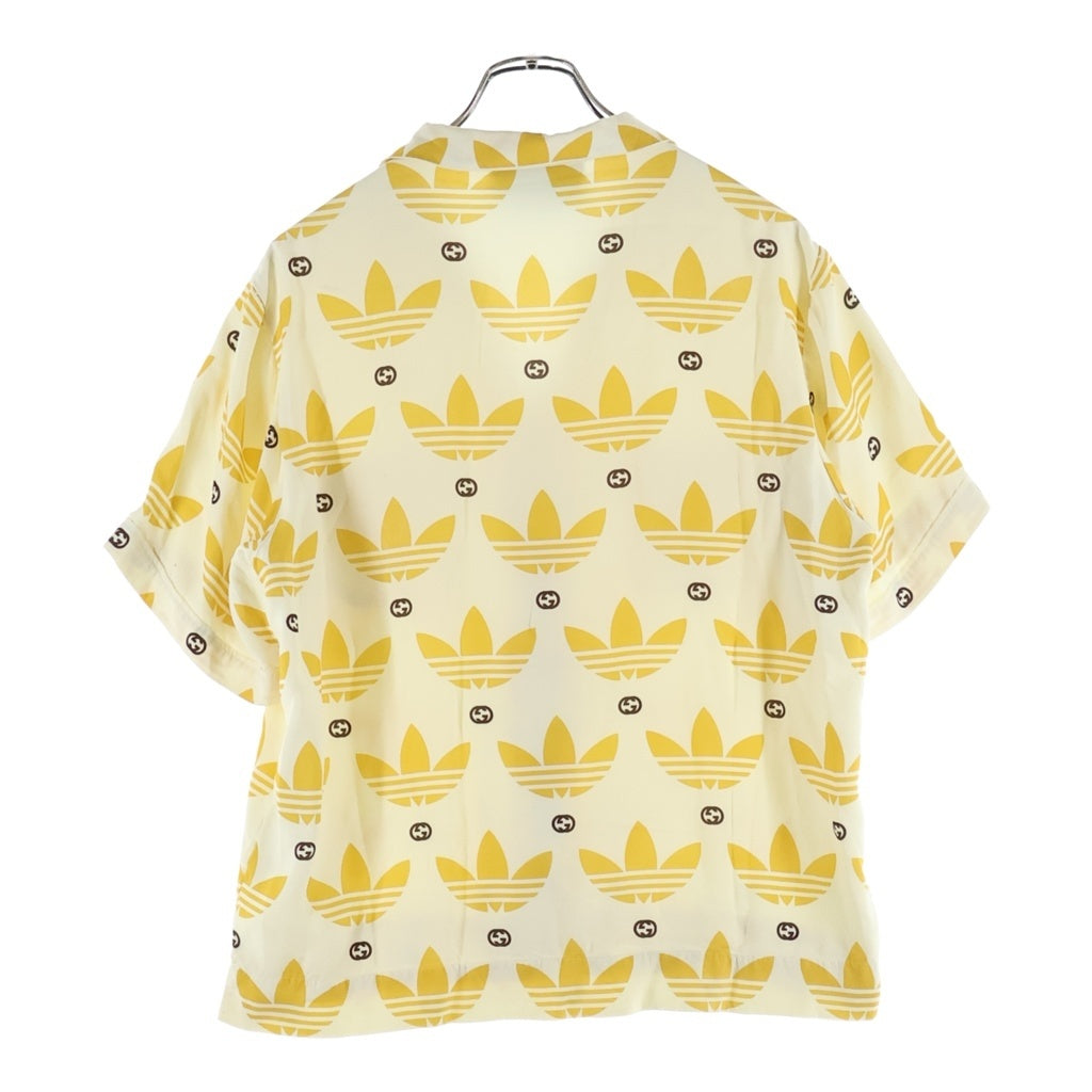 GUCCI(グッチ) × ADIDAS アディダス GGロゴ総柄デザイン 半袖ボーリングシャツ イエロー 691523ZAIXZ