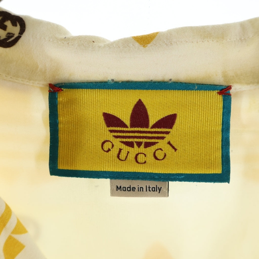 GUCCI(グッチ) × ADIDAS アディダス GGロゴ総柄デザイン 半袖ボーリングシャツ イエロー 691523ZAIXZ