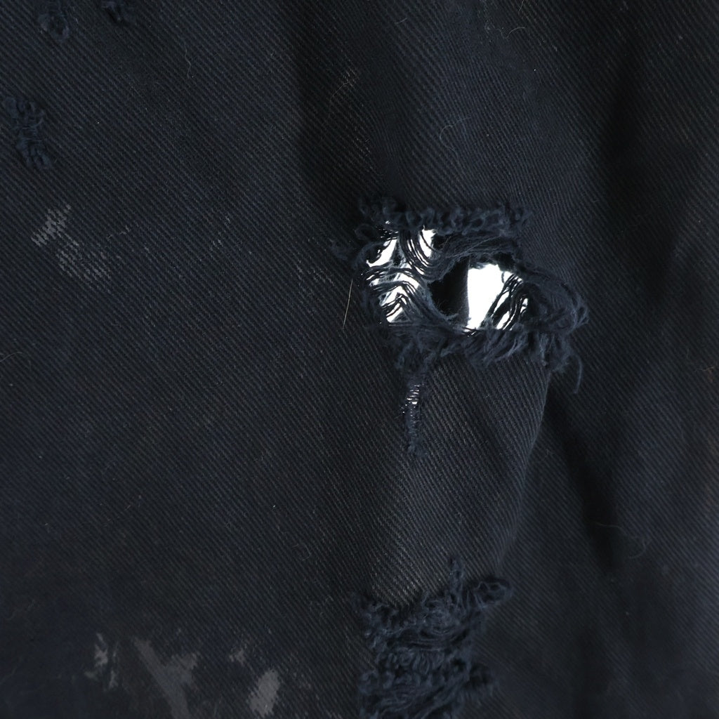 BALENCIAGA(バレンシアガ) 23SS クラッシュ加工 スーパーデストロイバギーパンツ ブラック 745248 TNW11