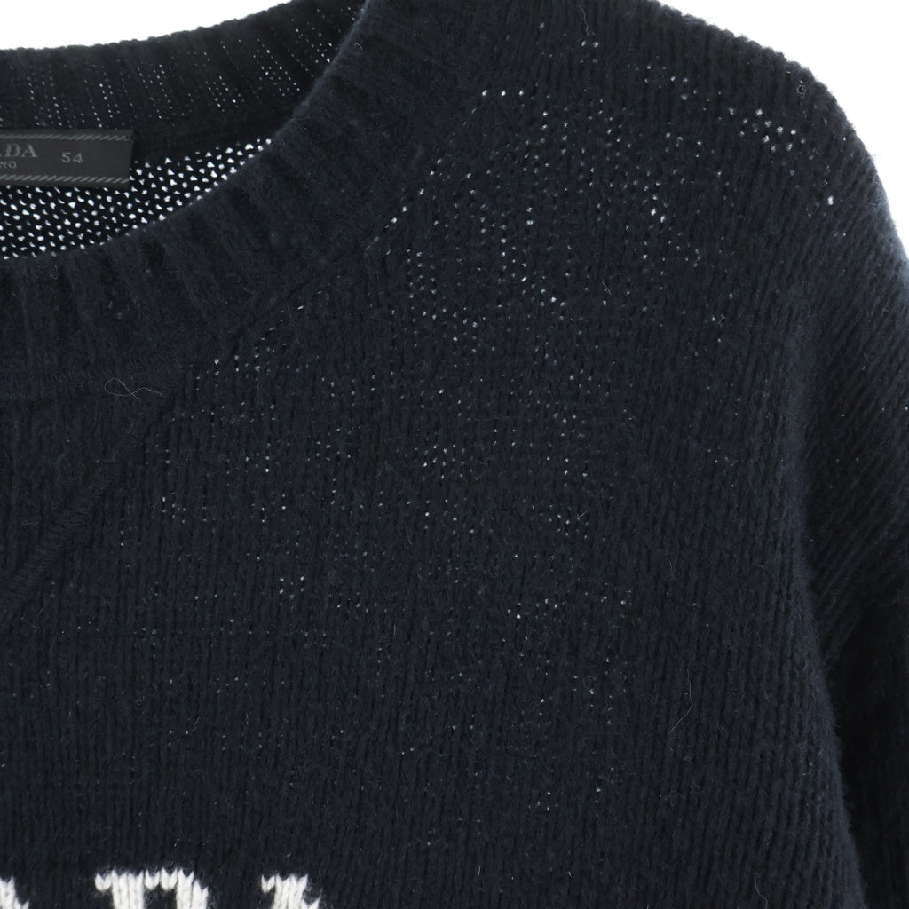 PRADA(プラダ) ロゴエンブロイダリー ウールカシミヤ クルーネックニット セーター ブラック UMB223 S211 1YMW