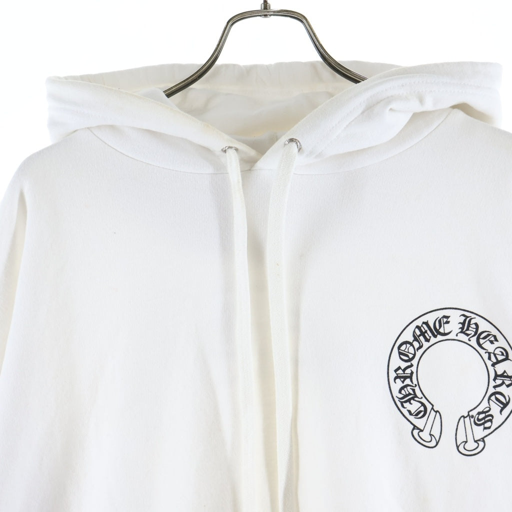 CHROME HEARTS(クロムハーツ) HORSE SHOE FLRL バックホースシュー 袖フローラル プルオーバースウェットパーカー ホワイト