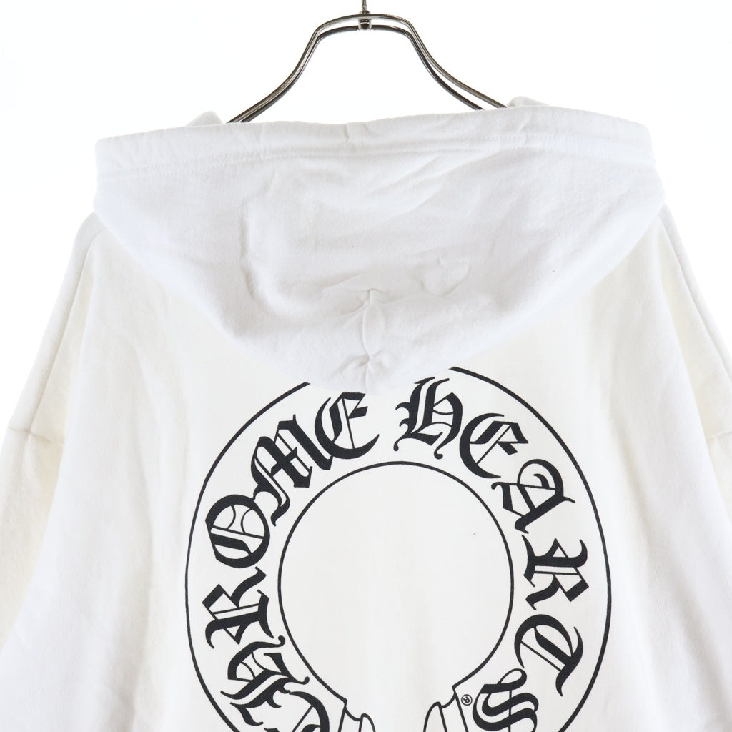 CHROME HEARTS(クロムハーツ) HORSE SHOE FLRL バックホースシュー 袖フローラル プルオーバースウェットパーカー ホワイト