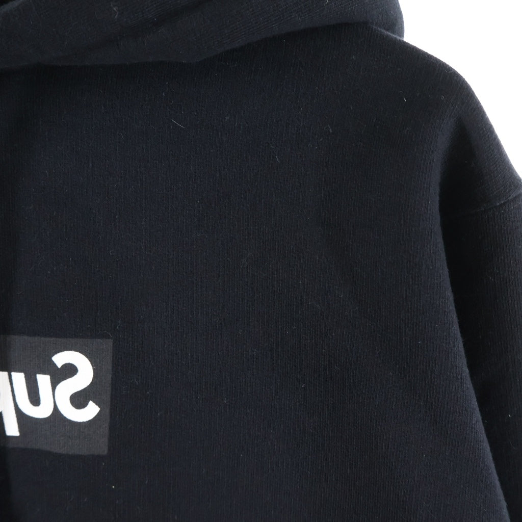 SUPREME(シュプリーム) 18AW ×COMMEdesGARCONS SHIRT Split Box Logo Hooded Sweatshirt コムデギャルソンシャツ スプリットボックスロゴフーディー プルオーバーパーカー ブラック