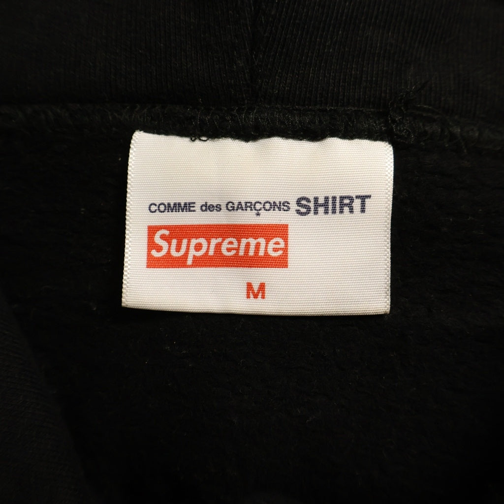 SUPREME(シュプリーム) 18AW ×COMMEdesGARCONS SHIRT Split Box Logo Hooded Sweatshirt コムデギャルソンシャツ スプリットボックスロゴフーディー プルオーバーパーカー ブラック