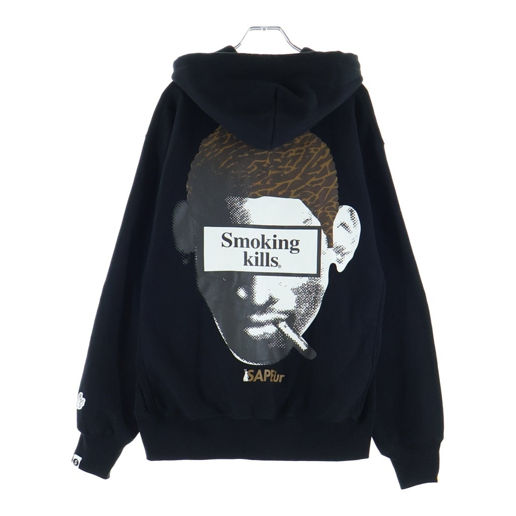 FR2(エフアールツー) 20AW ×SAPEur SMOKING KILLS HEAD HOODIE サプール エフアールツーロゴパーカー ブラック