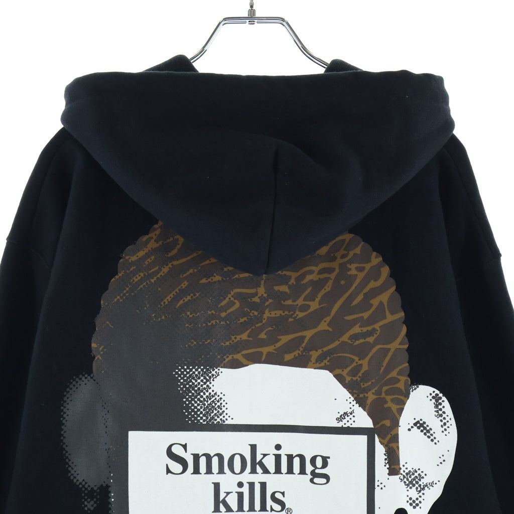 FR2(エフアールツー) 20AW ×SAPEur SMOKING KILLS HEAD HOODIE サプール エフアールツーロゴパーカー ブラック