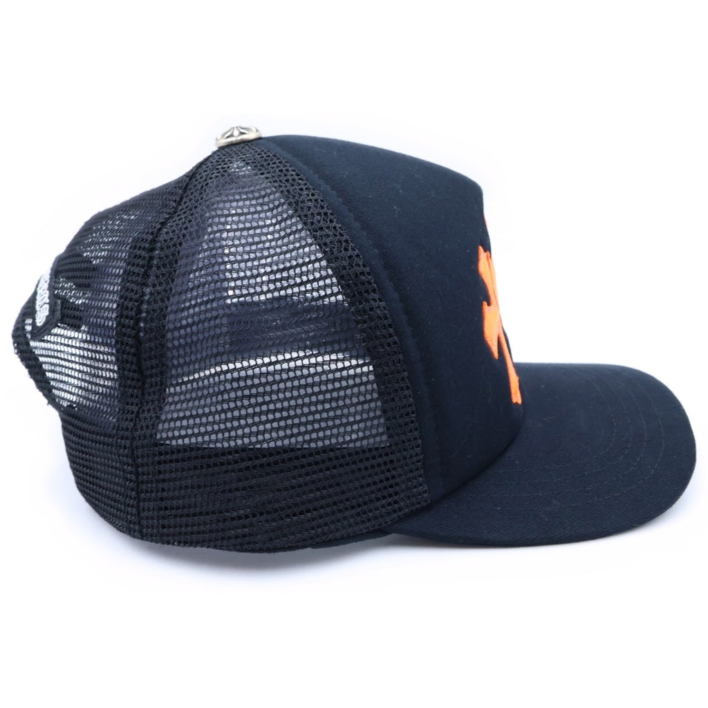 CHROME HEARTS(クロムハーツ) トラッカーキャップ 3セメタリー レザーパッチメッシュキャップ ブラック/オレンジ