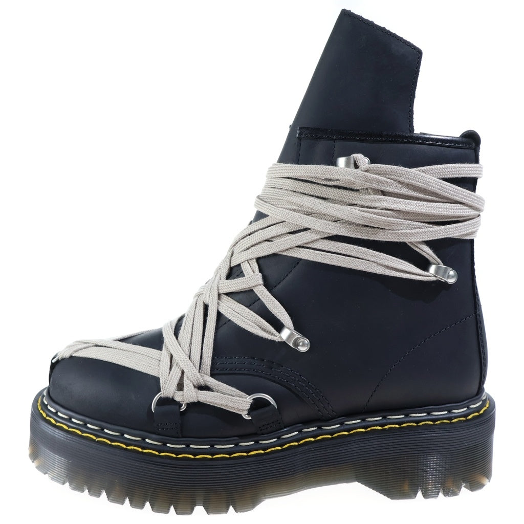 Rick Owens(リックオウエンス) ×DR MARTENS QUAD SOLE MEGALACE BOOT 1460 クアッドソール メガレースレザーハイカットブーツ ブラック DM02E68128001