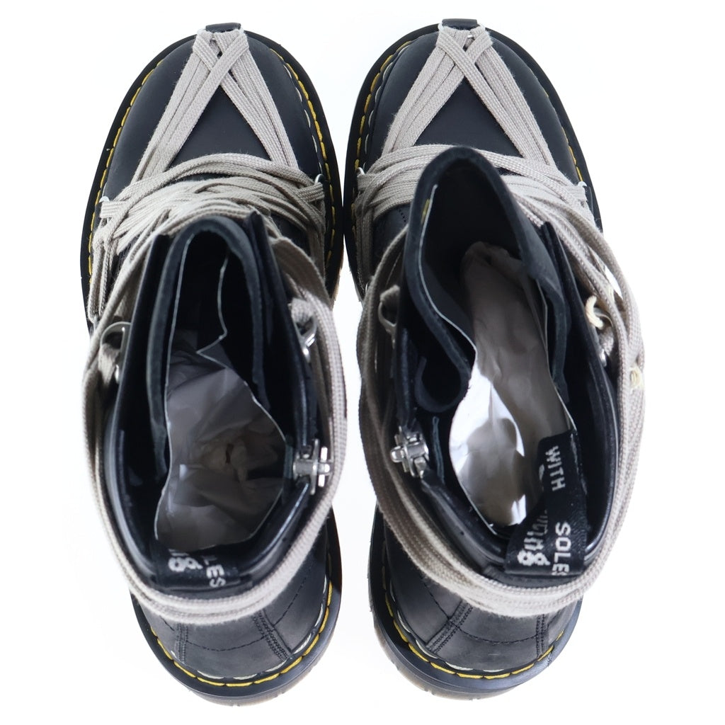 Rick Owens(リックオウエンス) ×DR MARTENS QUAD SOLE MEGALACE BOOT 1460 クアッドソール メガレースレザーハイカットブーツ ブラック DM02E68128001