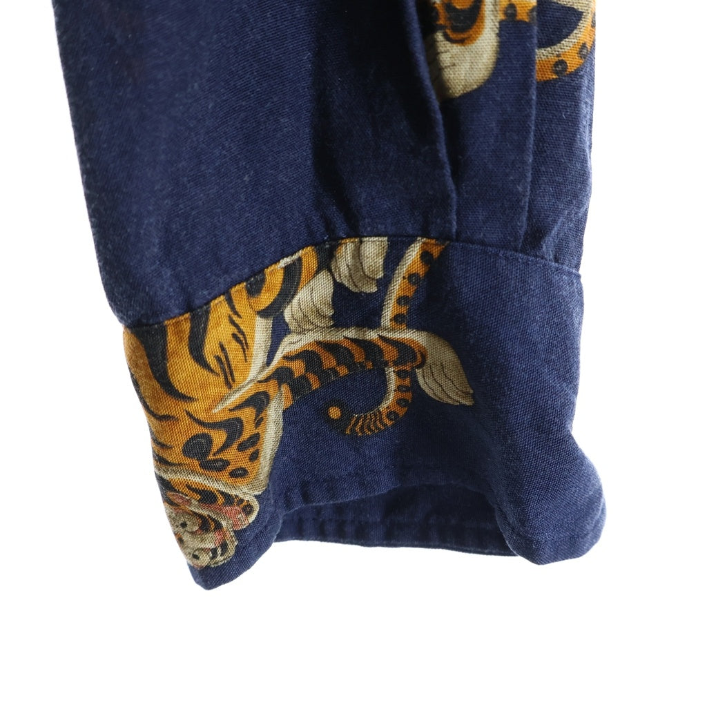 WACKO MARIA(ワコマリア) TIGER L/S HAWAIIAN SHIRT タイガー刺繍 長袖ハワイアンシャツ ネイビー