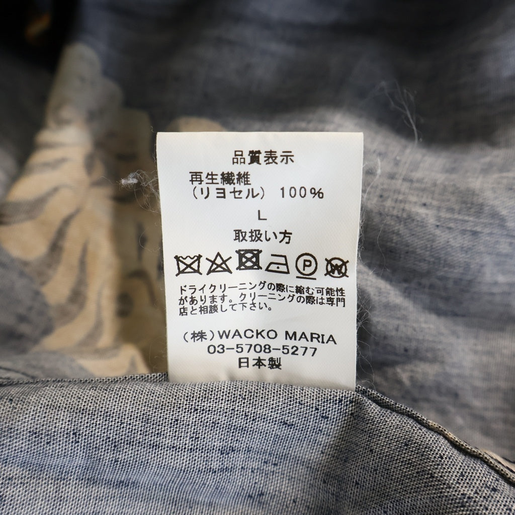 WACKO MARIA(ワコマリア) TIGER L/S HAWAIIAN SHIRT タイガー刺繍 長袖ハワイアンシャツ ネイビー