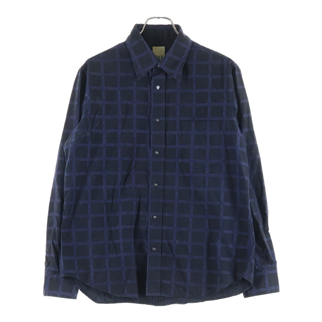 A.A.R(エーエーアール) YOHJI DESIGN STUDIO ヨウジデザインスタジオ ボタンアップ コットン長袖シャツ ブラック/ブルー X262011
