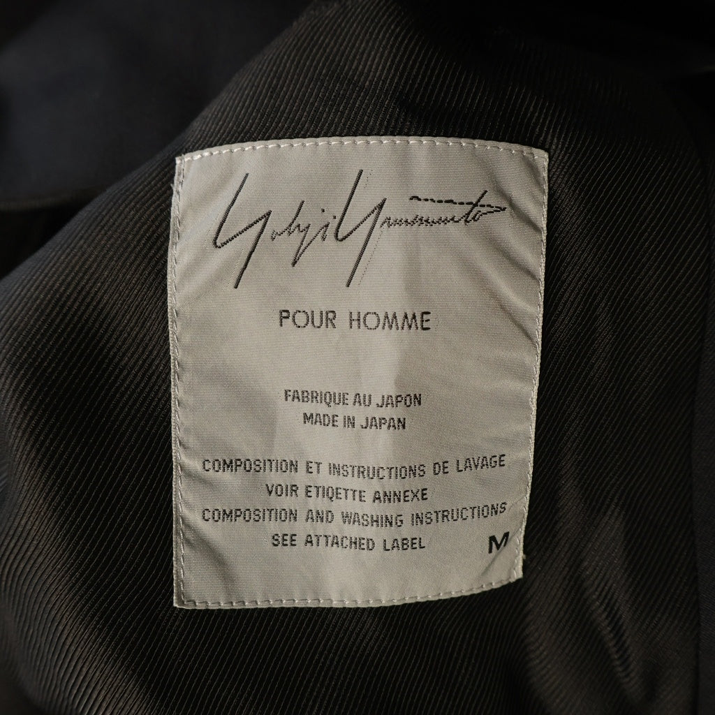 Yohji Yamamoto POUR HOMME(ヨウジヤマモト プールオム) 97AW 蝋人形期 肉厚ウールキャバ マオカラーコート ブラック HI-J51-161