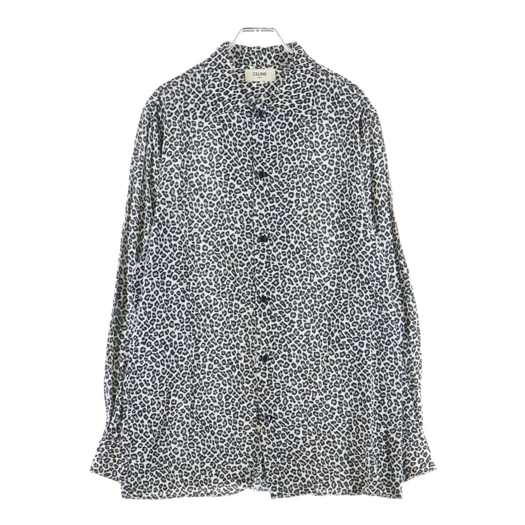 CELINE(セリーヌ) 20SS HAWAIIAN LOOSE SHIRT ハワイアンルーズ レオパード柄長袖シャツ グレー 2C268900H