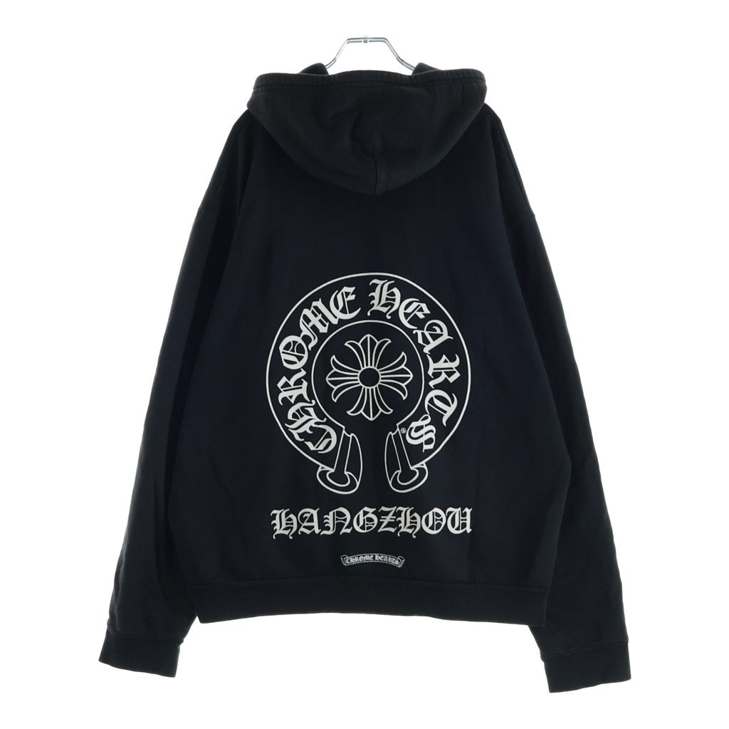 CHROME HEARTS(クロムハーツ) SWTSHRT HD ZIP HANGZHOU バックホースシュープリントジップパーカー ブラック