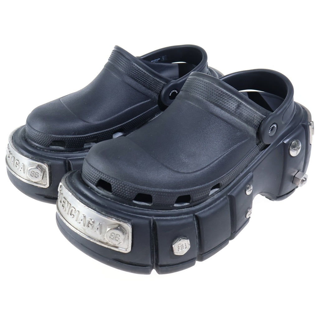 BALENCIAGA(バレンシアガ) 22SS ×crocs HARD CROCS クロックス プラットフォームスタッズ ハードクロックス ミュールサンダル ブラック 20434