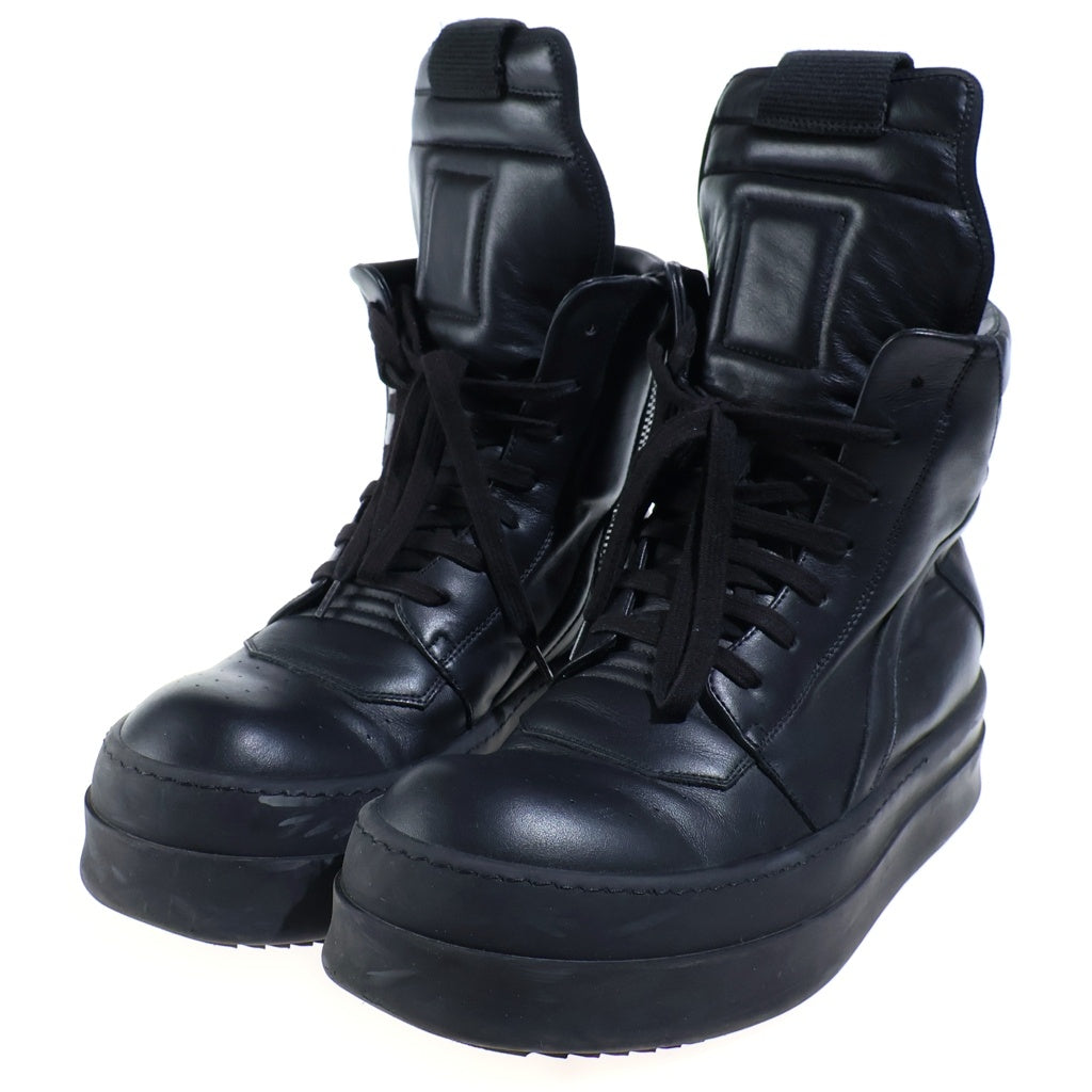 Rick Owens(リックオウエンス) Mega Bumper Geobasket All Black メガバンパー ジオバスケット レザーハイカットスニーカー シューズ ブラック RU02E1868