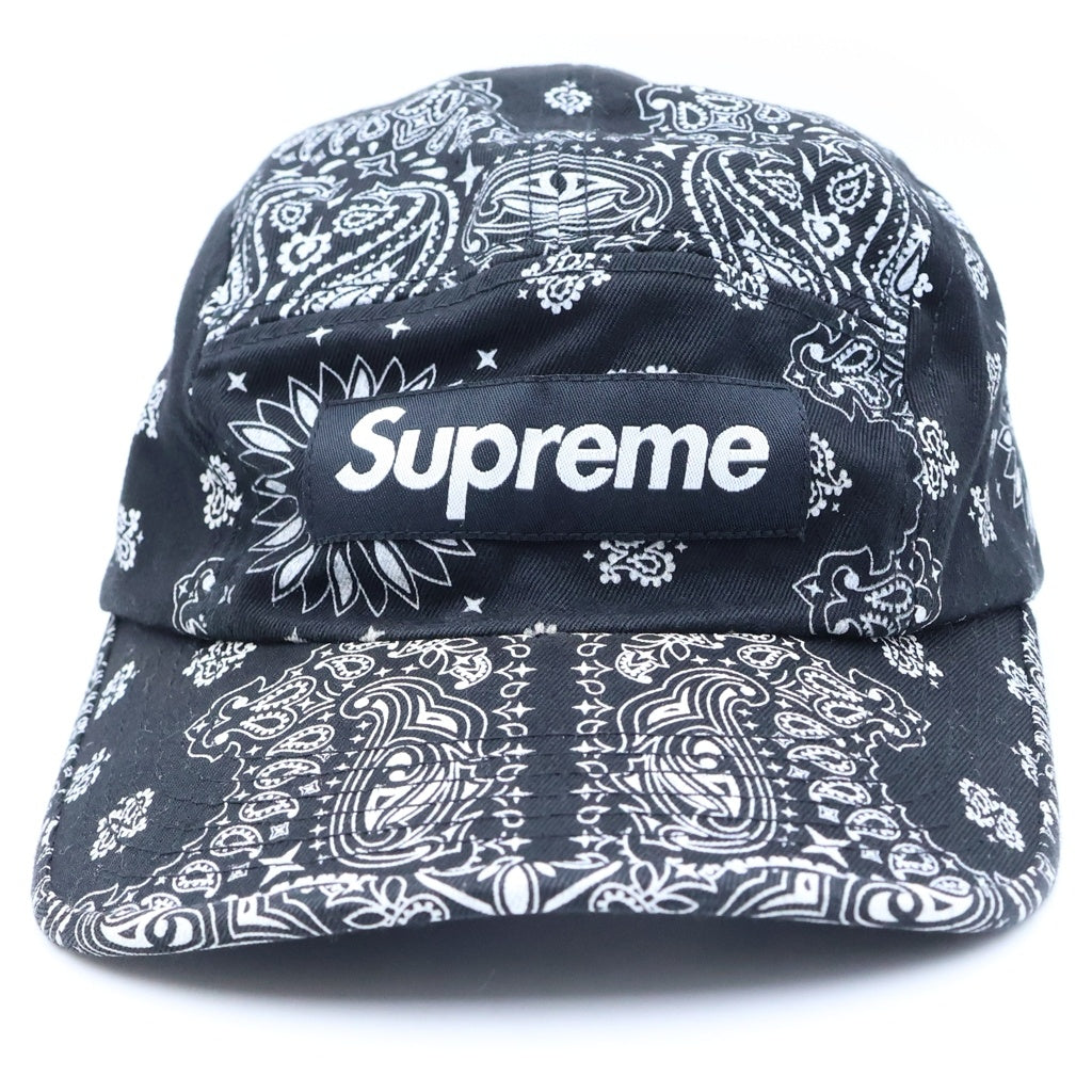 SUPREME(シュプリーム) 21SS BANDANA CAMP CAP バンダナ ペイズリー キャップ 帽子 ブラック
