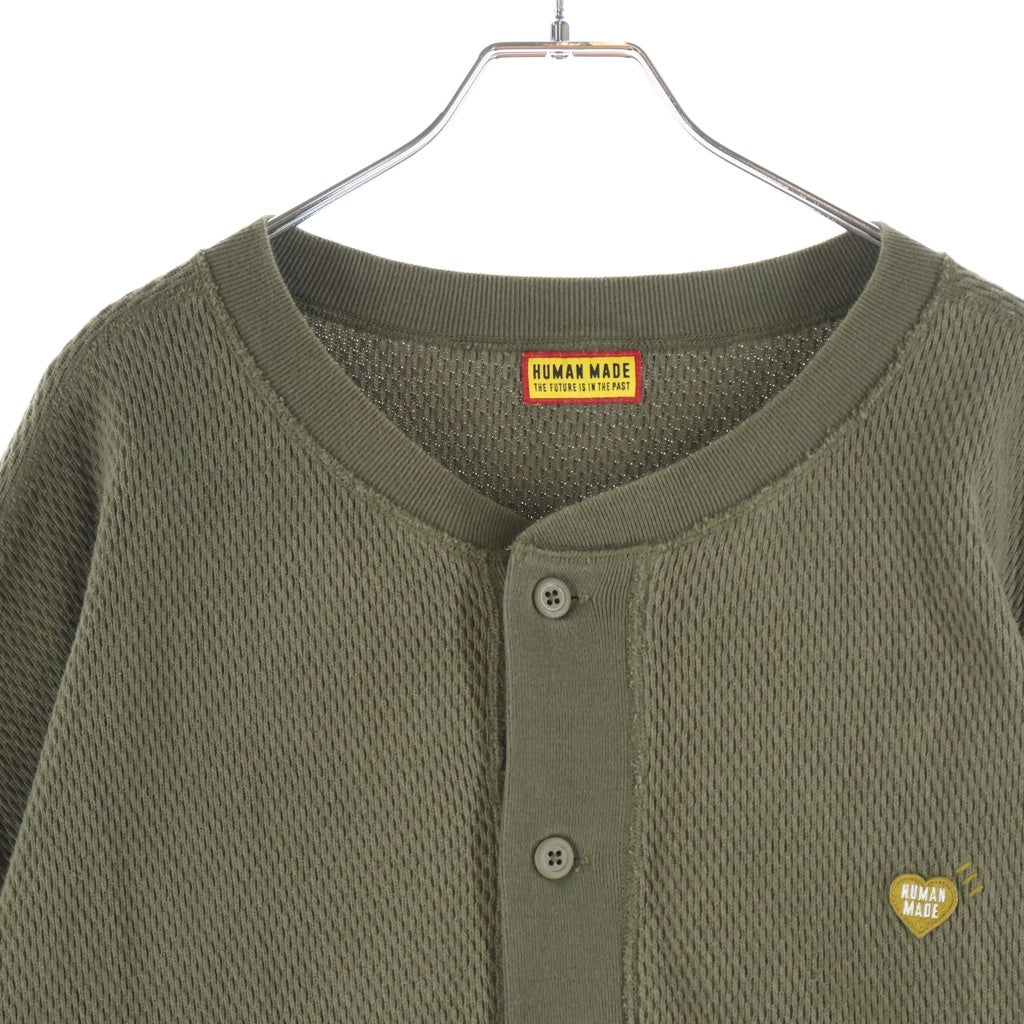 HUMAN MADE(ヒューマンメイド) HENLEY NECK SHIRT ヘンリーネックサーマル ロングスリーブ長袖Tシャツ オリーブ HM31CS020