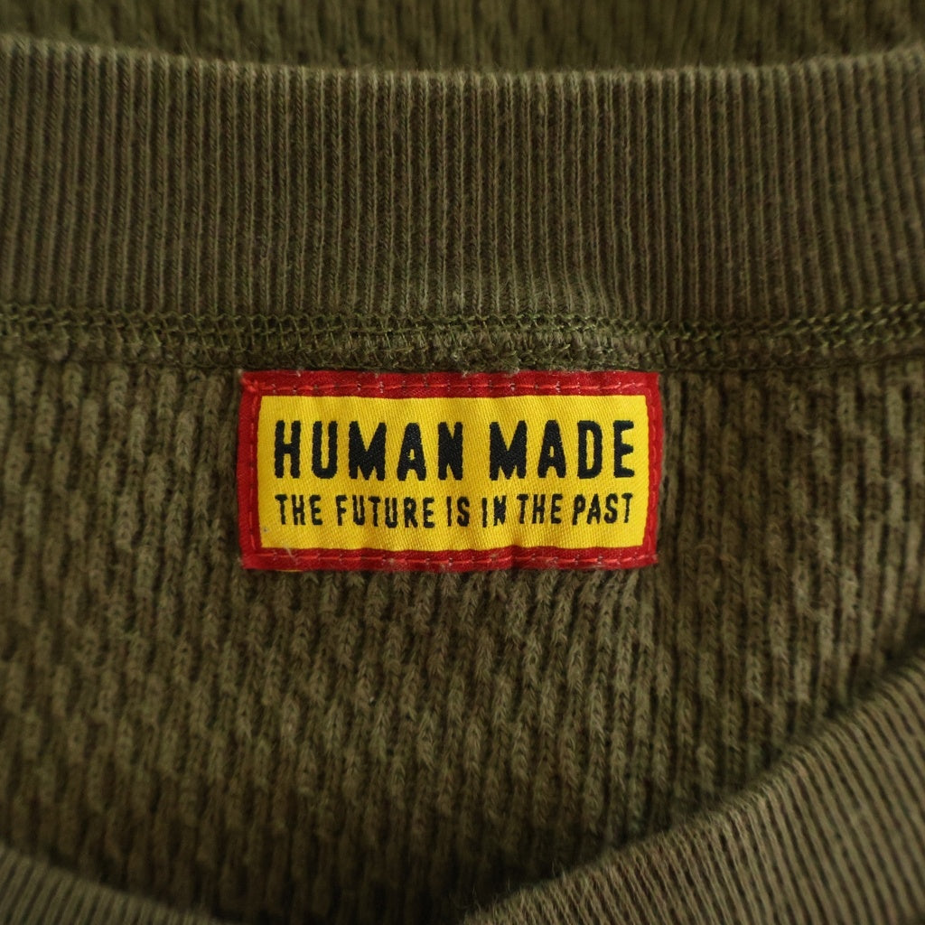 HUMAN MADE(ヒューマンメイド) HENLEY NECK SHIRT ヘンリーネックサーマル ロングスリーブ長袖Tシャツ オリーブ HM31CS020