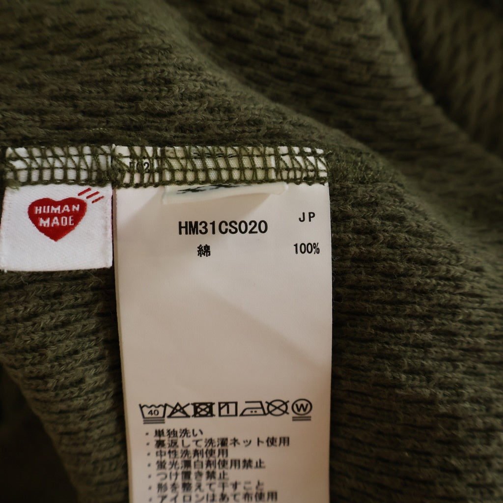 HUMAN MADE(ヒューマンメイド) HENLEY NECK SHIRT ヘンリーネックサーマル ロングスリーブ長袖Tシャツ オリーブ HM31CS020