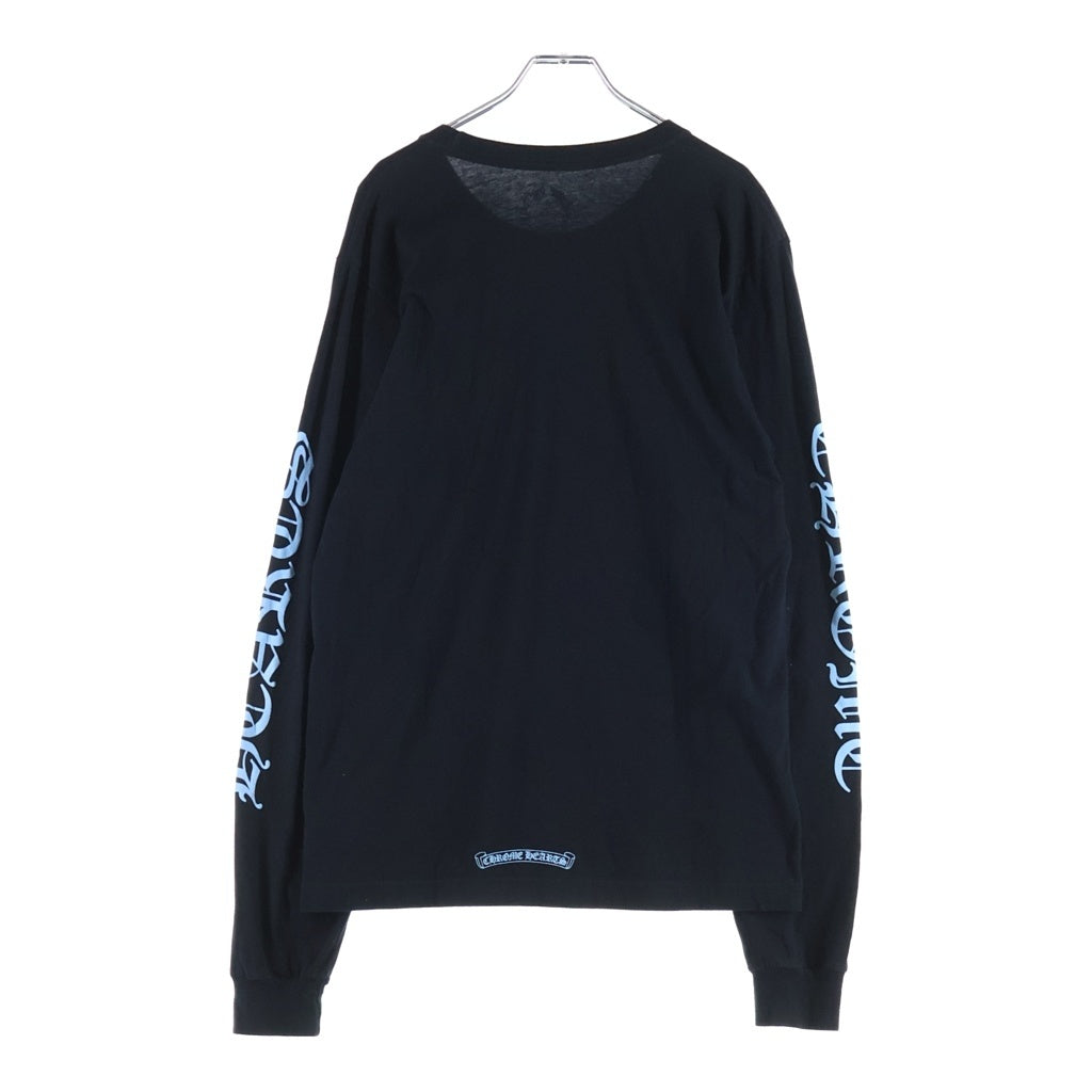 CHROME HEARTS(クロムハーツ) CH L/S T-SHIRT ネックロゴ 長袖Tシャツ ロンT ブラック/ライトブルー