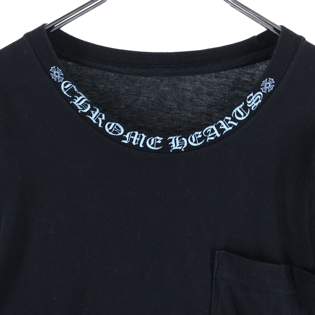 CHROME HEARTS(クロムハーツ) CH L/S T-SHIRT ネックロゴ 長袖Tシャツ ロンT ブラック/ライトブルー