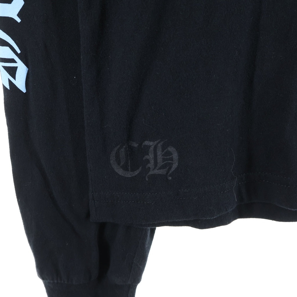 CHROME HEARTS(クロムハーツ) CH L/S T-SHIRT ネックロゴ 長袖Tシャツ ロンT ブラック/ライトブルー
