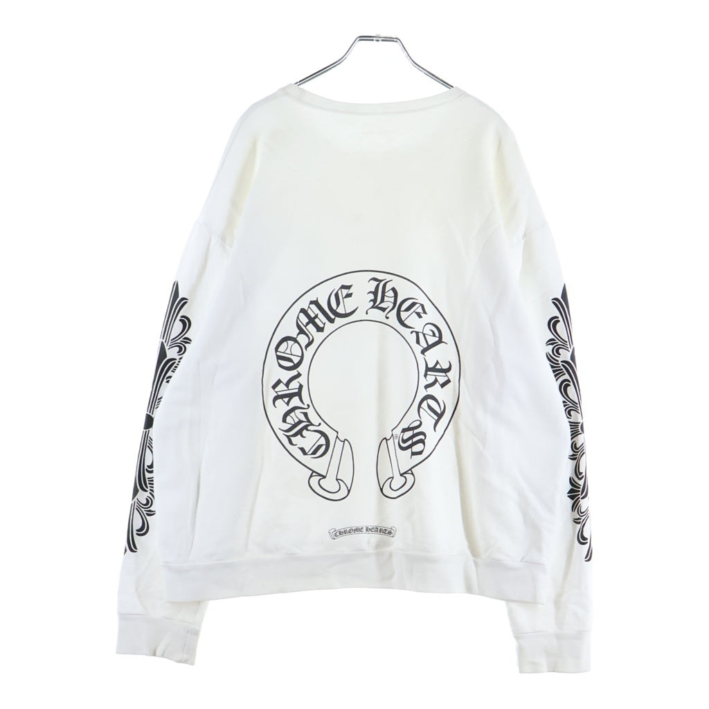 CHROME HEARTS(クロムハーツ) SWTSHRT PLVR 袖フローラルバックホースシュープリントスウェット ホワイト