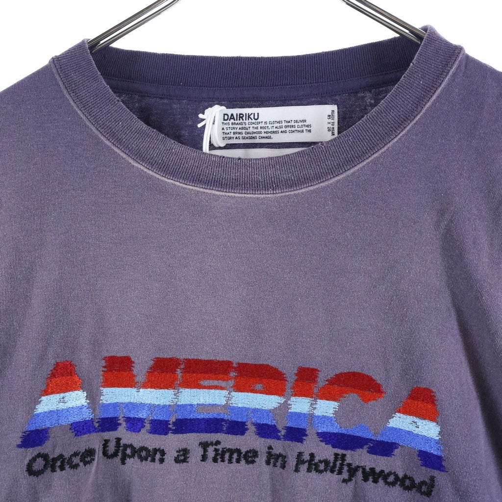 DAIRIKU(ダイリク) MY HERO AMERICA VINTAGE SUNBURN TEE マイヒーロー フロント刺繍 クルーネック長袖カットソーTシャツ パープル 24SS C-4