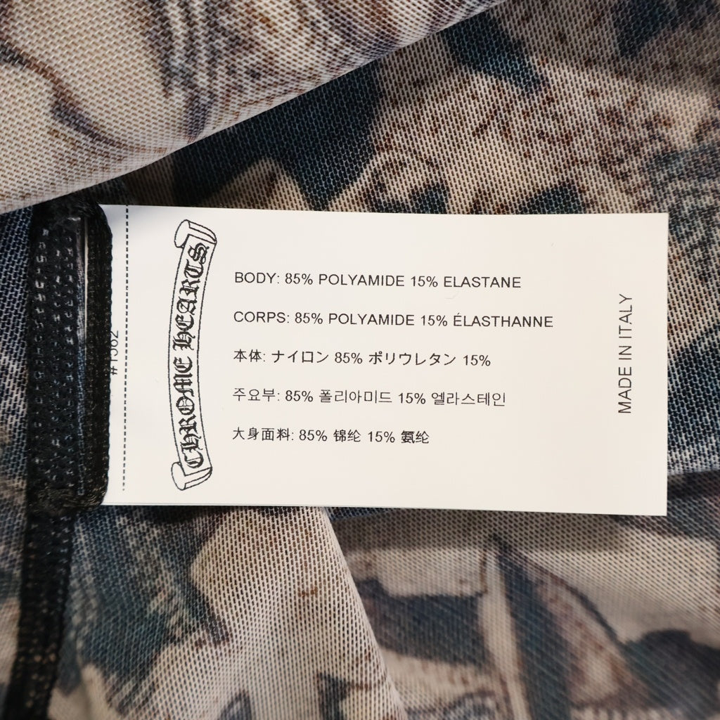 CHROME HEARTS(クロムハーツ) SHEER MESH BATEAU シアーセメタリークロス総柄プリント ワンピース キャミソール ブラウン レディース