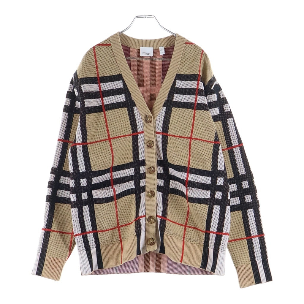 BURBERRY(バーバリー) ノヴァチェック ボタンアップ ニットカーディガン ブラウン レディース 8070353
