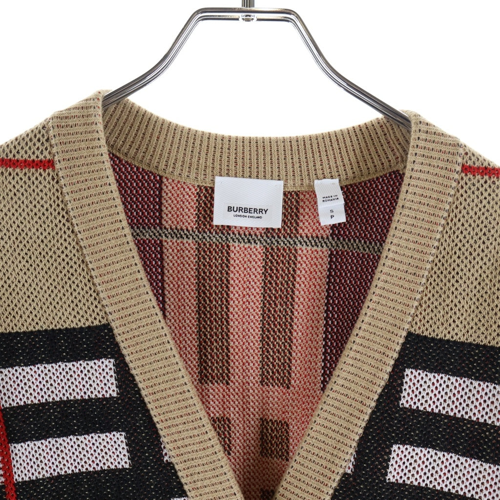BURBERRY(バーバリー) ノヴァチェック ボタンアップ ニットカーディガン ブラウン レディース 8070353