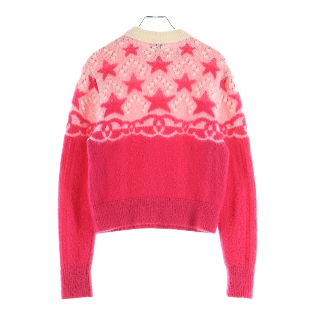 CHANEL(シャネル) 23AW スターモチーフ リブネックカシミヤニットセーター ピンク/ホワイト レディース P74520K10862