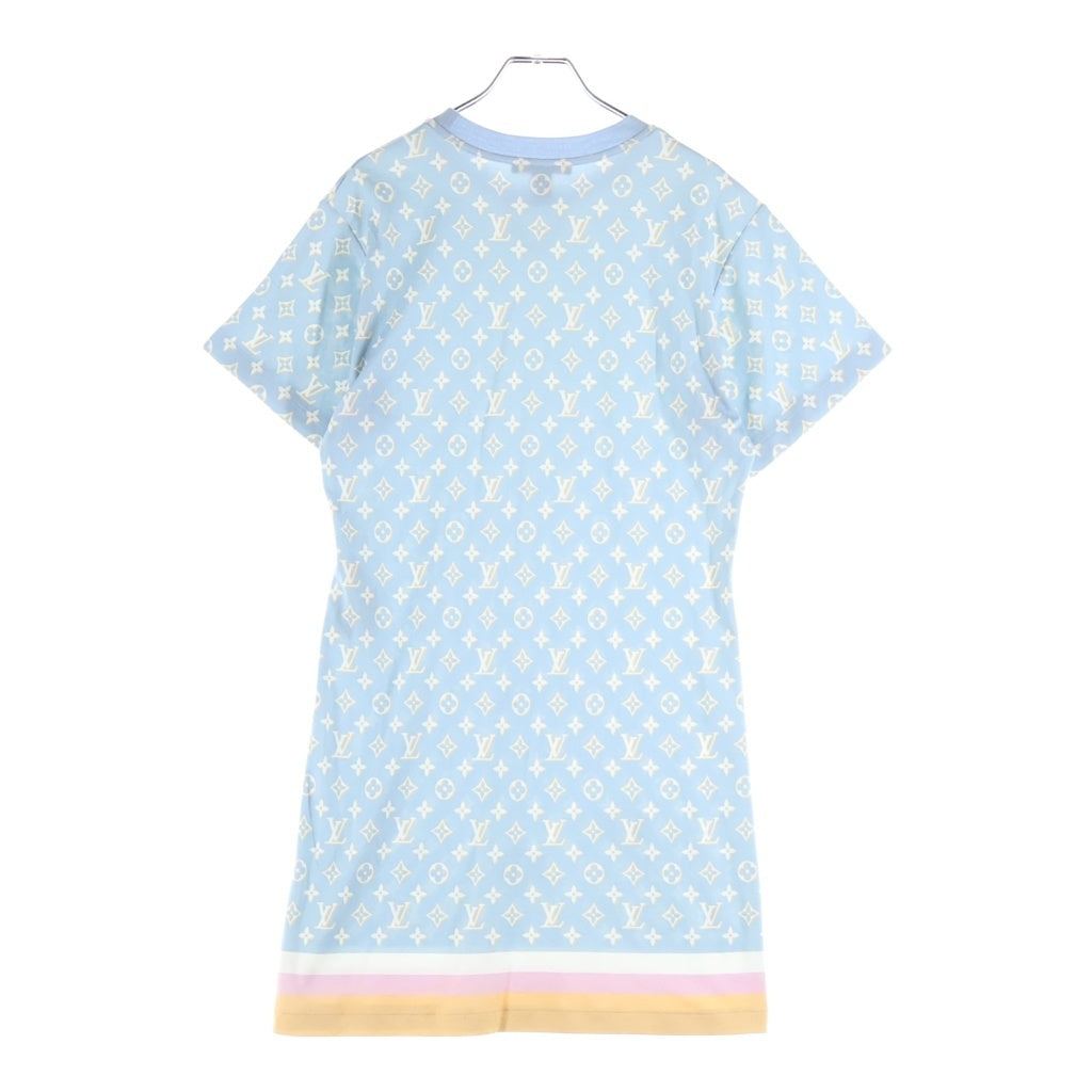 LOUIS VUITTON(ルイヴィトン) 23AW ネックチェーンモノグラムコットン 半袖ワンピース レディース ブルー/ホワイト RW232D CBA FPJD16