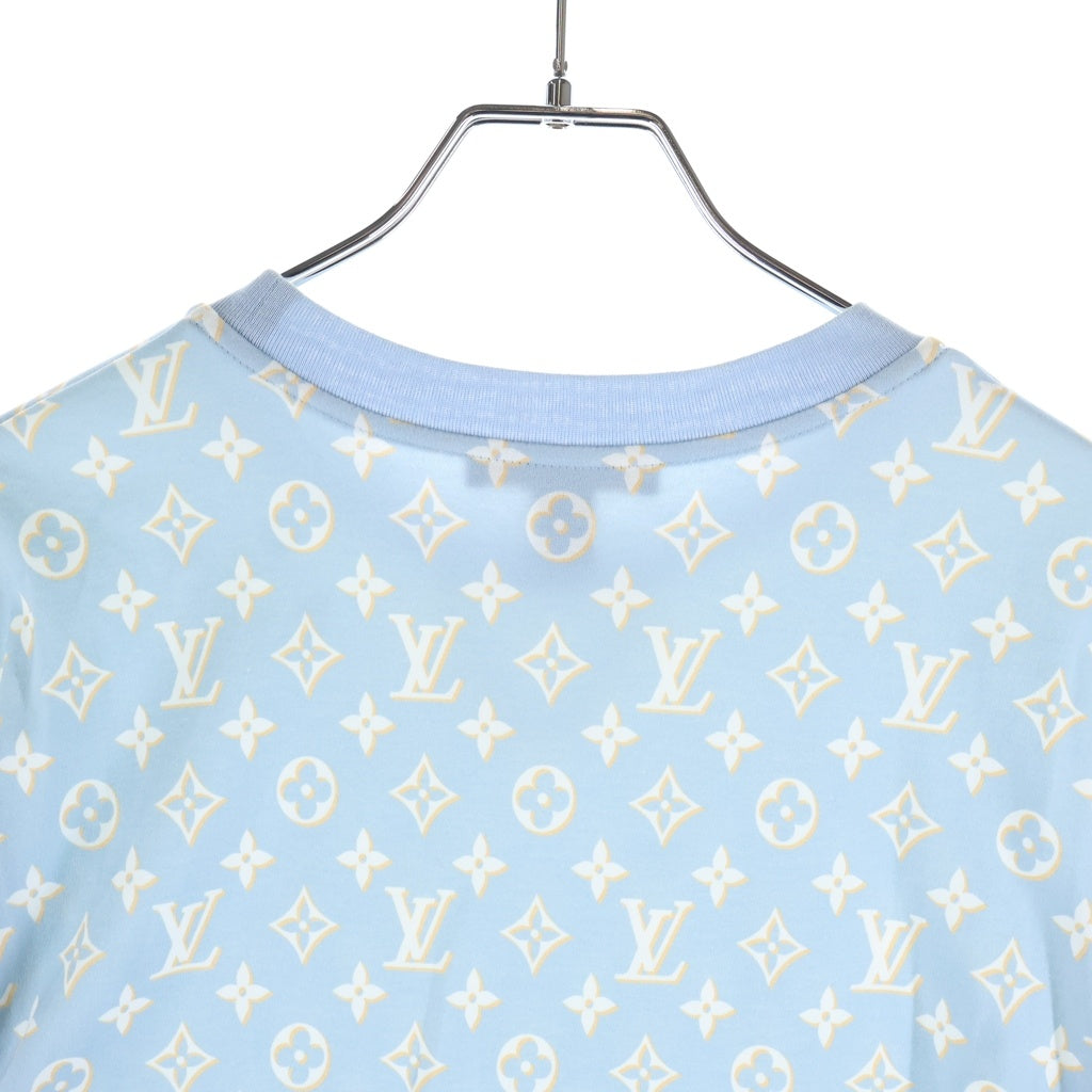 LOUIS VUITTON(ルイヴィトン) 23AW ネックチェーンモノグラムコットン 半袖ワンピース レディース ブルー/ホワイト RW232D CBA FPJD16