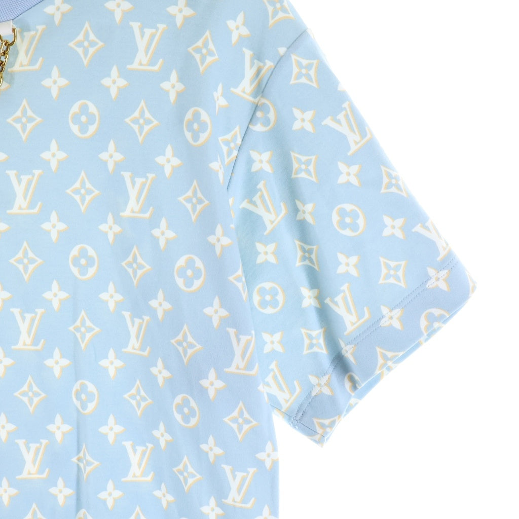LOUIS VUITTON(ルイヴィトン) 23AW ネックチェーンモノグラムコットン 半袖ワンピース レディース ブルー/ホワイト RW232D CBA FPJD16