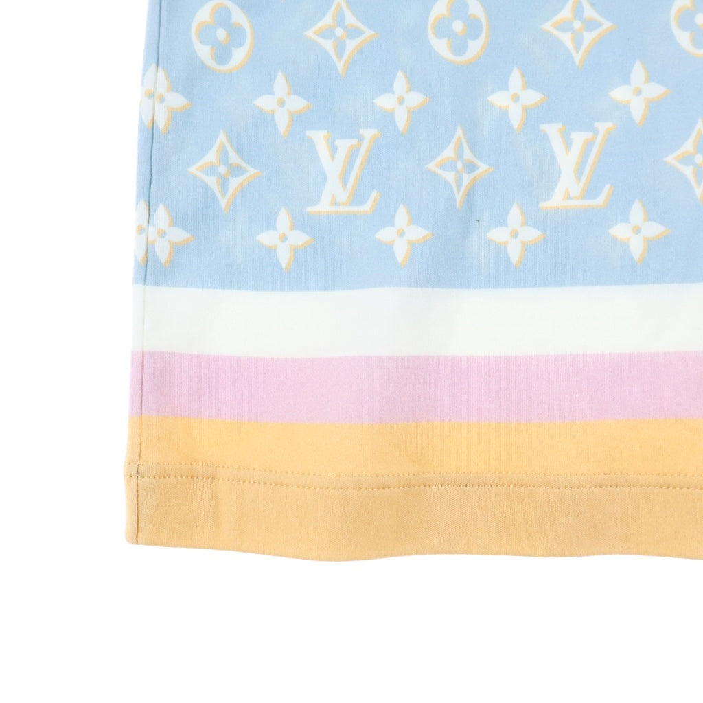 LOUIS VUITTON(ルイヴィトン) 23AW ネックチェーンモノグラムコットン 半袖ワンピース レディース ブルー/ホワイト RW232D CBA FPJD16