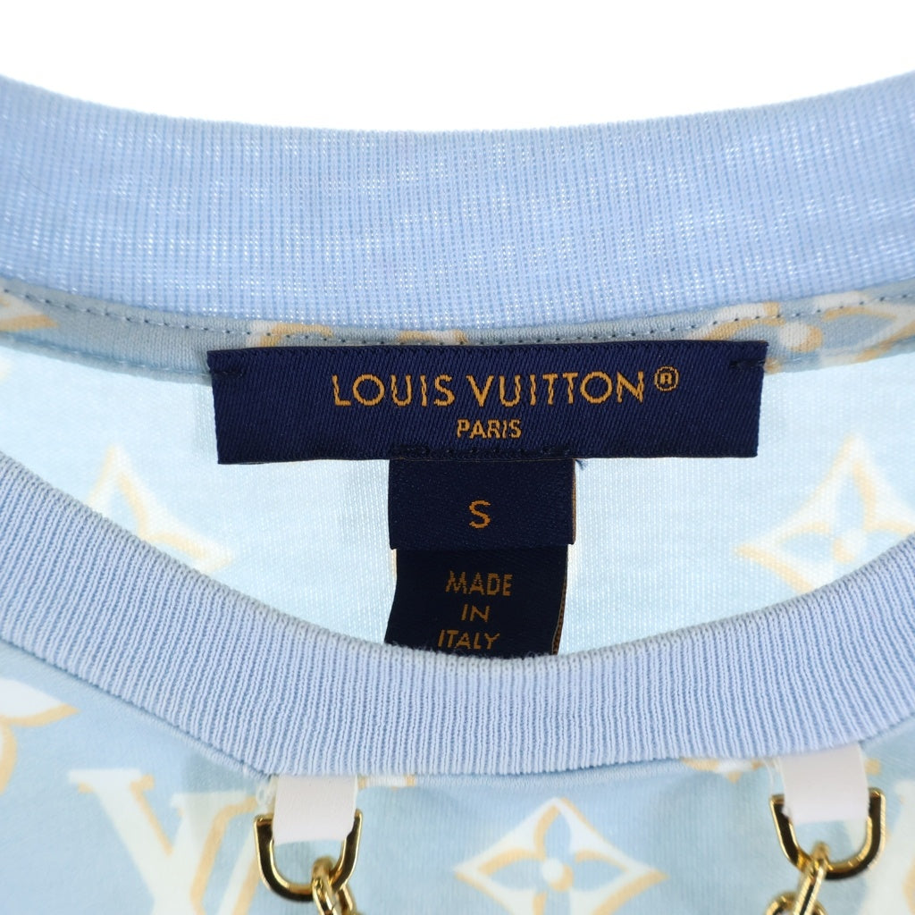 LOUIS VUITTON(ルイヴィトン) 23AW ネックチェーンモノグラムコットン 半袖ワンピース レディース ブルー/ホワイト RW232D CBA FPJD16