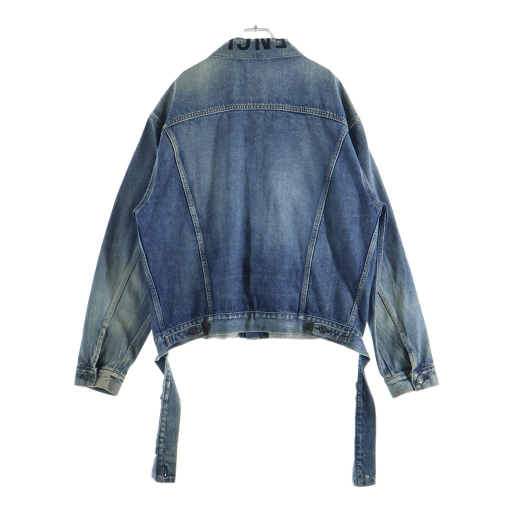 BALENCIAGA(バレンシアガ) 19AW 襟ロゴプリント ボタンアップオーバーサイズデニムジャケット インディゴ 529178 TXE05