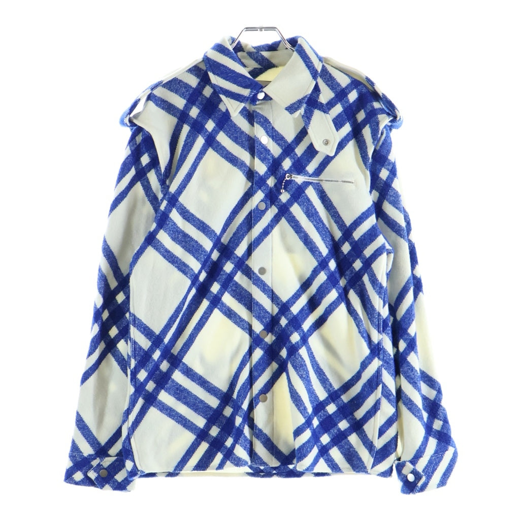 BURBERRY(バーバリー) ダニエルリー アーカイブ ジップアップウールジャケット ブルー/ホワイト 8077464