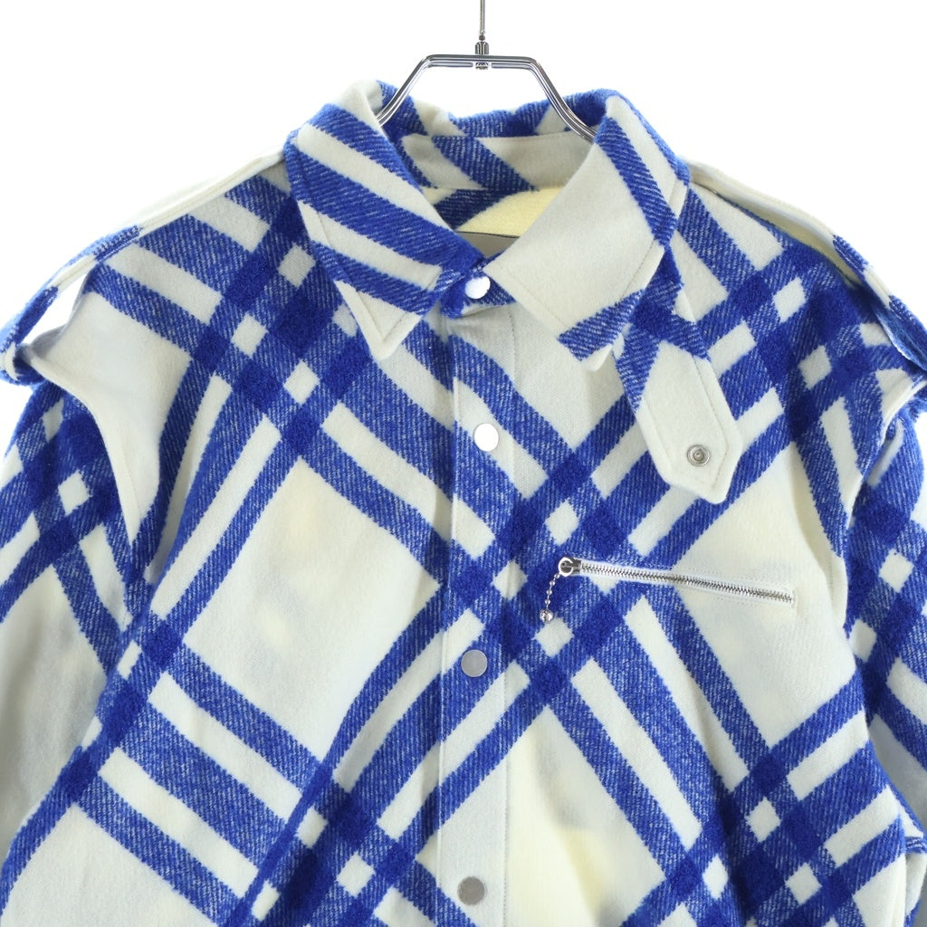 BURBERRY(バーバリー) ダニエルリー アーカイブ ジップアップウールジャケット ブルー/ホワイト 8077464